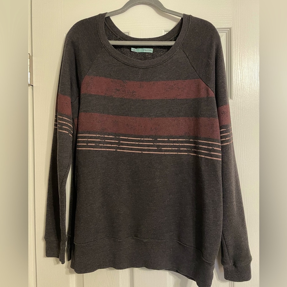 Maurices Distressed Stripes Sweatshirt